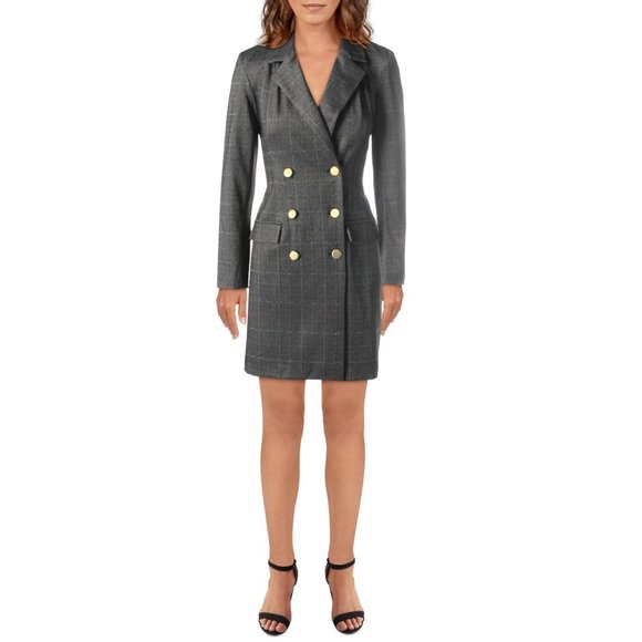 Nanette Lepore Double Breasted Plaid Coat Dress - Picture 2 of 4